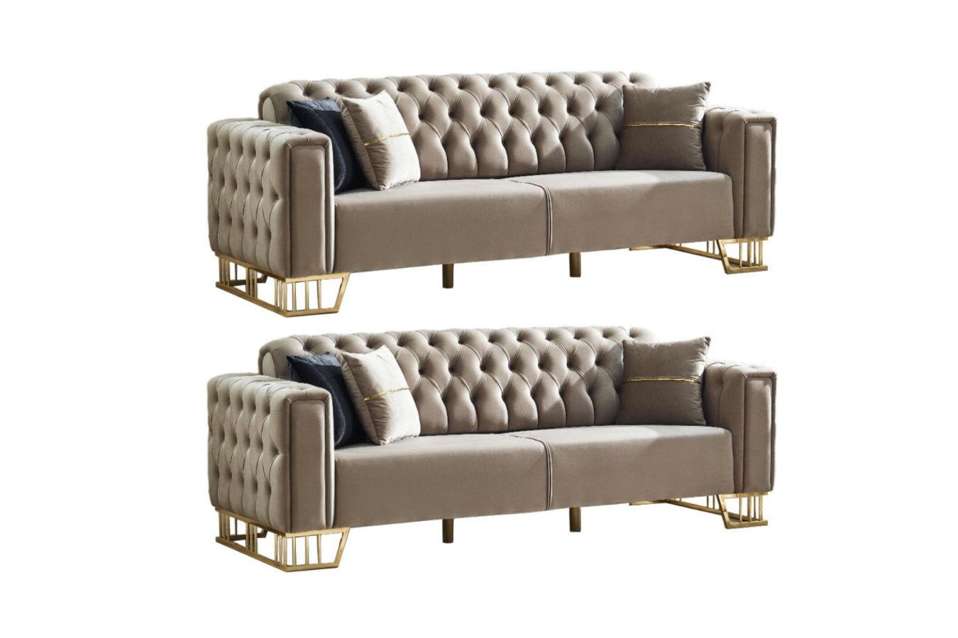 SITZGARNITUR Royce Beige Stellvariante:3+3 - Beige, Holz (230/88/90cm) - Villa Möbel