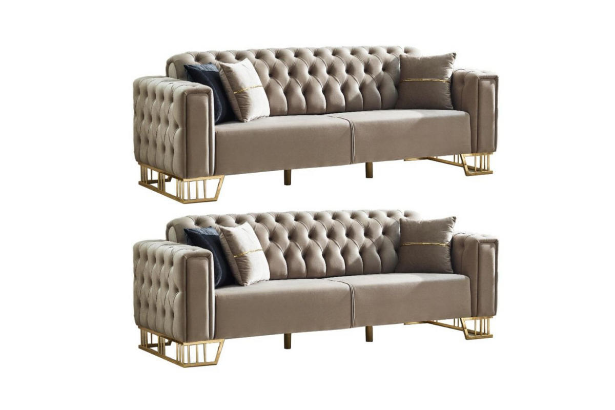 SITZGARNITUR Royce Beige Stellvariante:2+2 - Beige, Holz (170/88/90cm) - Villa Möbel