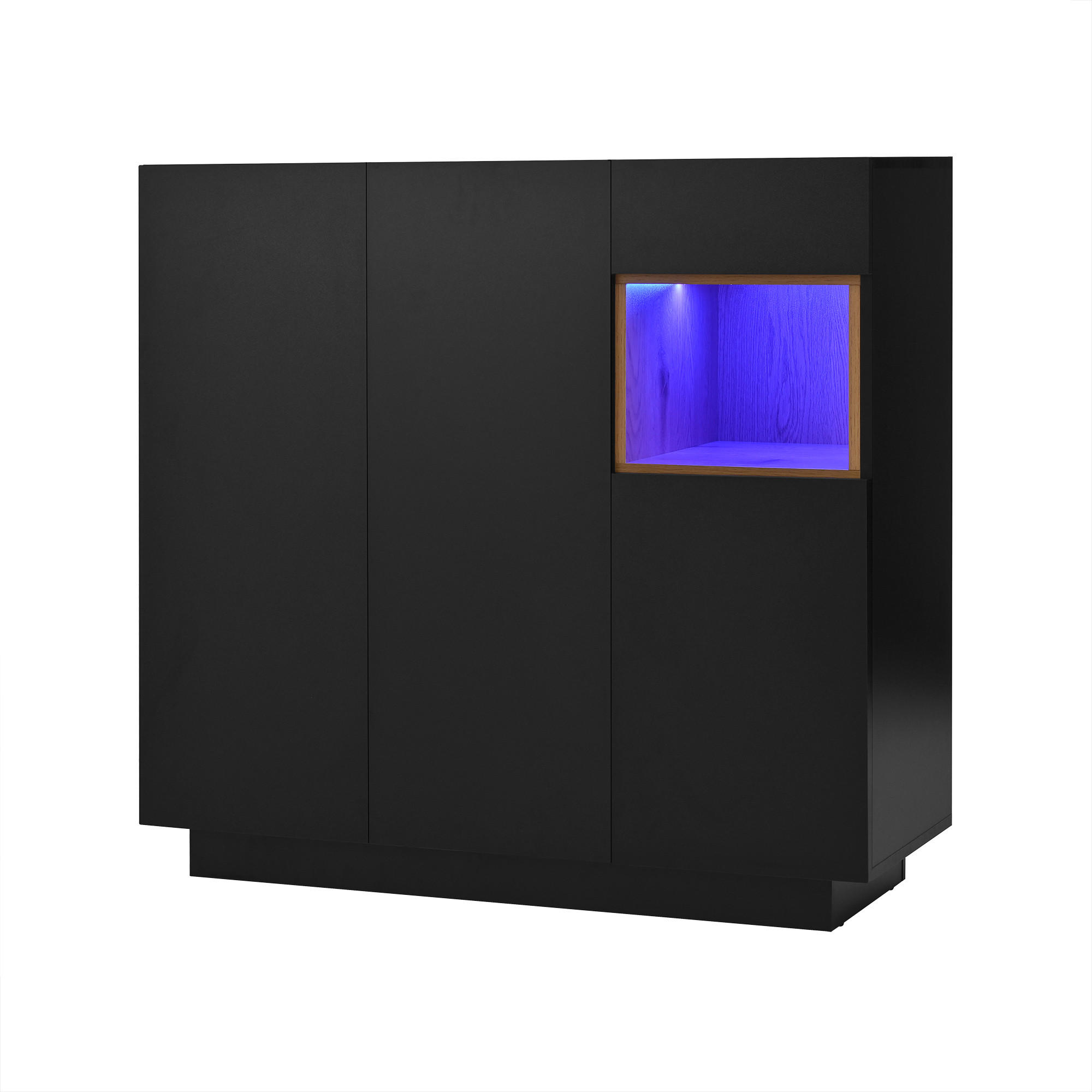 SCHUHSCHRANK DE-37577 105/39,5/100,5 cm mit LED-Beleuchtung Schwarz - Schwarz, Holzwerkstoff (105/100.5/39.5cm) - ComfortXL