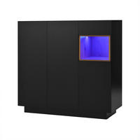 SCHUHSCHRANK DE-37577 105/39,5/100,5 cm mit LED-Beleuchtung Schwarz - Schwarz, Holzwerkstoff (105/100.5/39.5cm) - ComfortXL