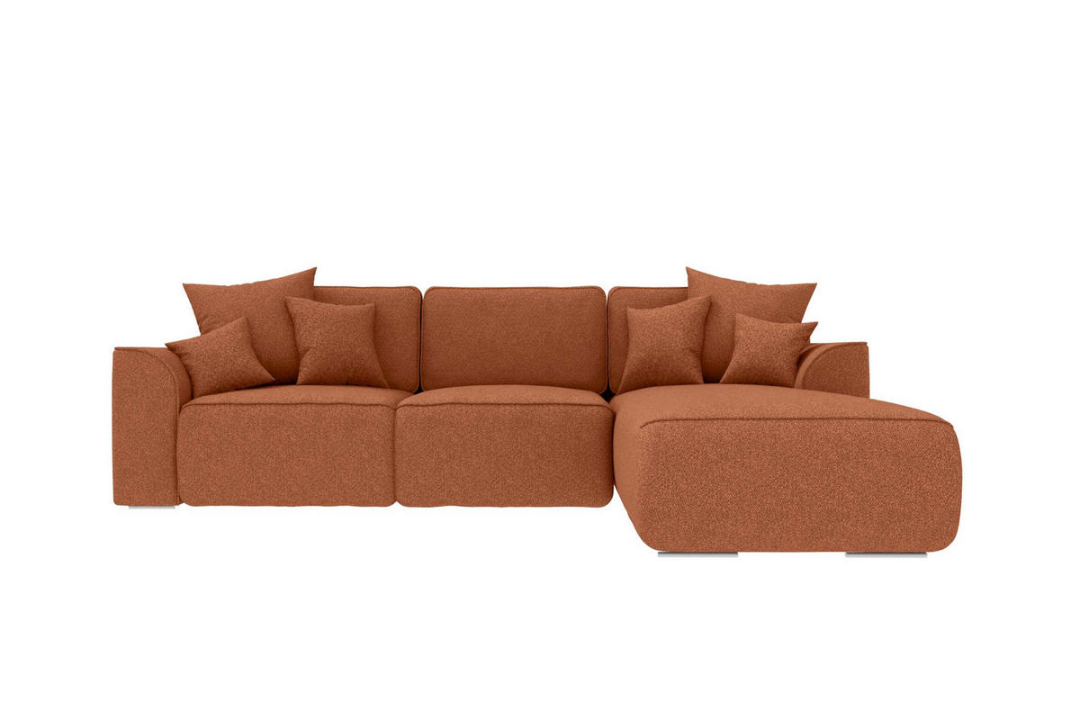 ECKSOFA GUSTO Strukturstoff Rostfarben Rechts inkl. Schlaffunktion - Chromfarben/Rostfarben, Kunststoff/Textil (295/194cm) - 99rooms