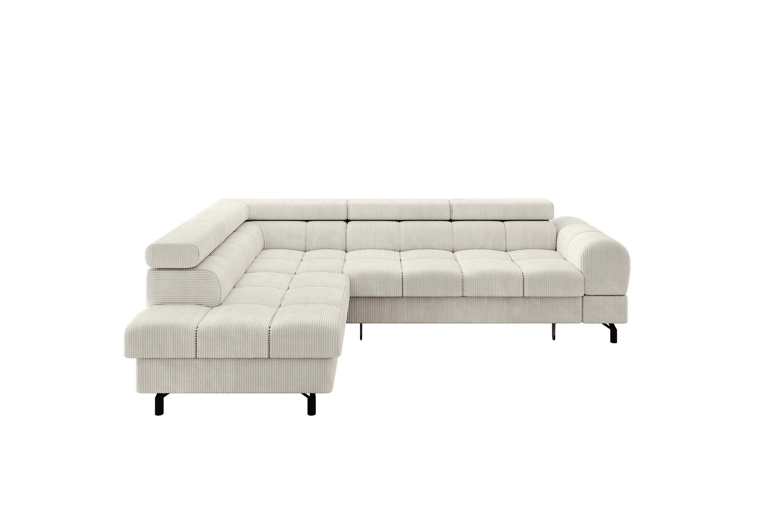 ECKSOFA mit Schlaffunktion Ottomane Links LUMA-L 272x203x70 Creme Cord - Schwarz/Mokka, Holzwerkstoff/Kunststoff (272/203cm) - ALTDECOR