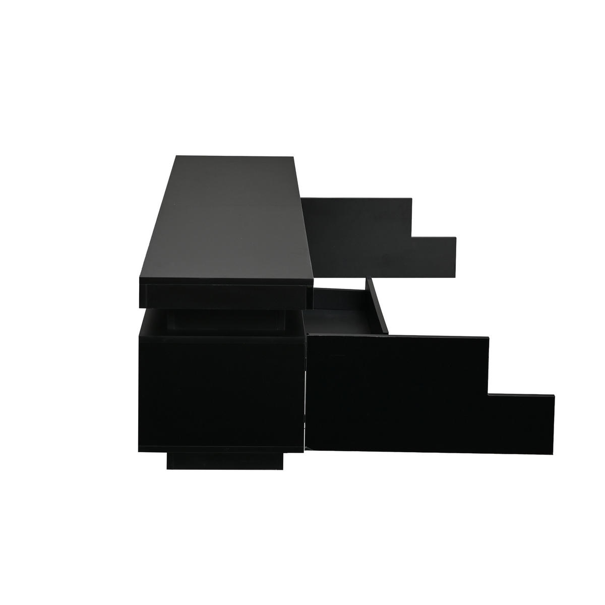 TV-ELEMENT 175/38/45 cm Hochglanz Schwarz mit LED-Beleuchtung und Stauraum - Schwarz, Holzwerkstoff (38/45/175cm) - Korfee