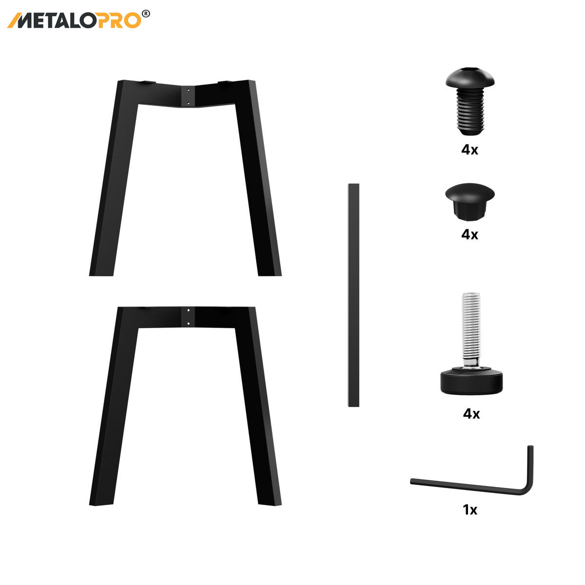 TISCHBEINE Barax Special Metall Schwarz 170/70/72 cm - Schwarz, Metall (70/72/170cm) - Metalo Pro