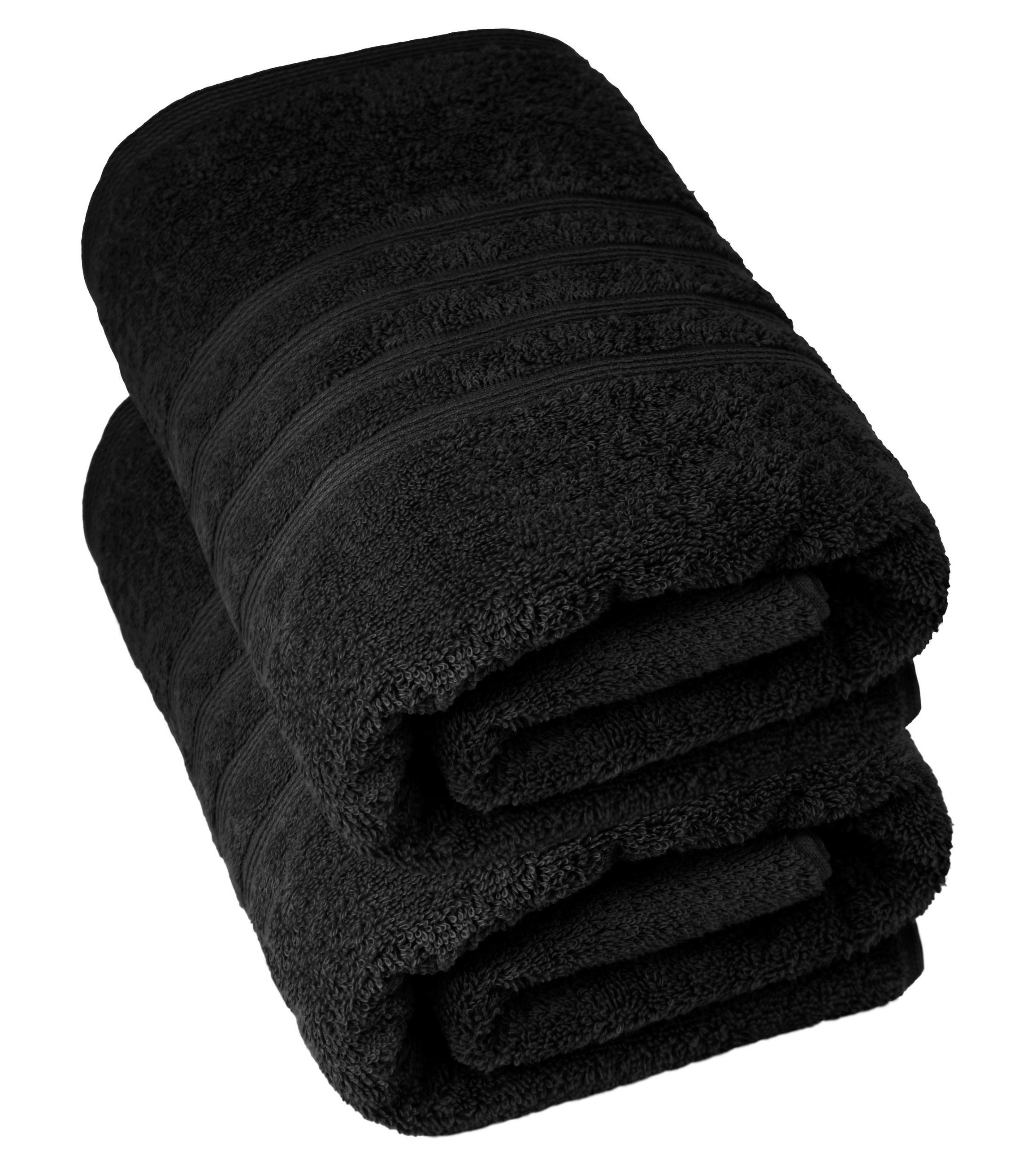 DUSCHTUCH London Schwarz 2er Set 70x140 - Schwarz, Textil (70/140cm) - Lashuma