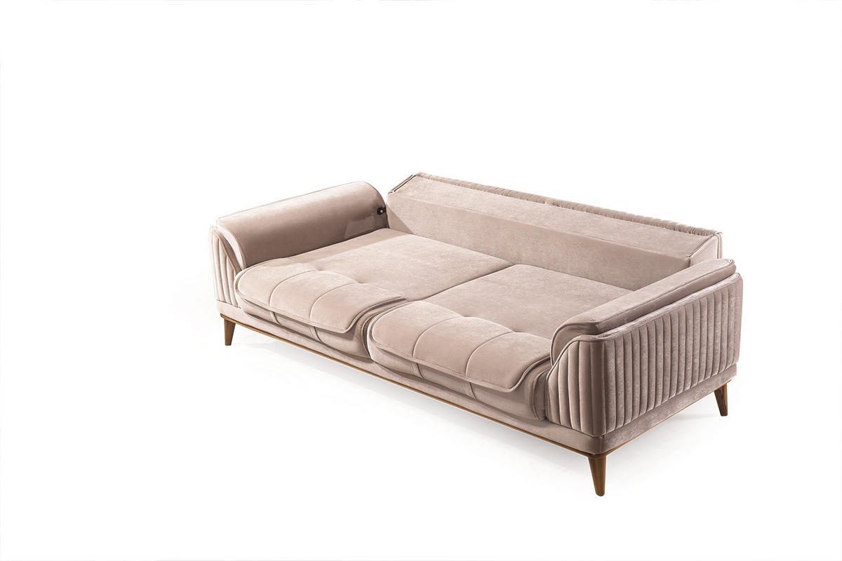 3-SITZER Sofa BOND HOLZ, Beige - Beige, Holz/Textil (230/85/100cm) - Villa Möbel