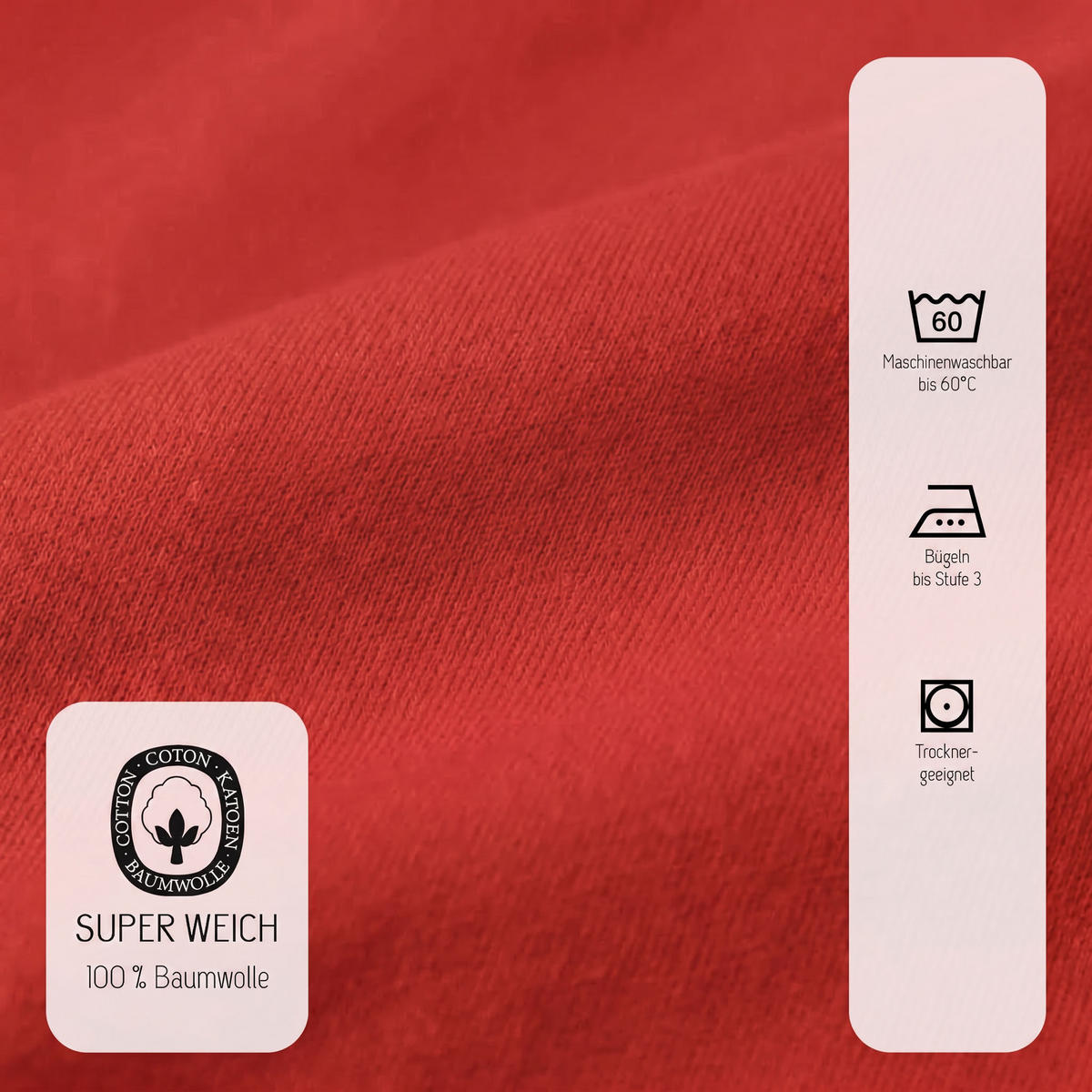 SPANNBETTTUCH Premium Jersey rot, 90x190 cm - 100x200 cm - Rot, Textil (100/200cm) - biberna