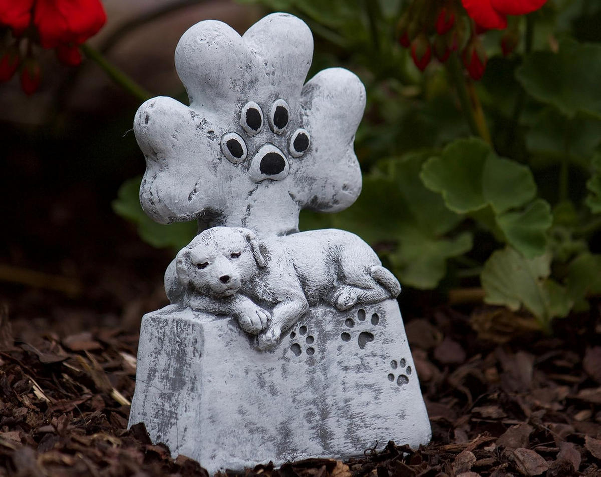 STEINFIGUR Hund Gedenkstein Tatze frostfest Steinguss - Grau, Stein (10/15/5cm) - stoneandstyle