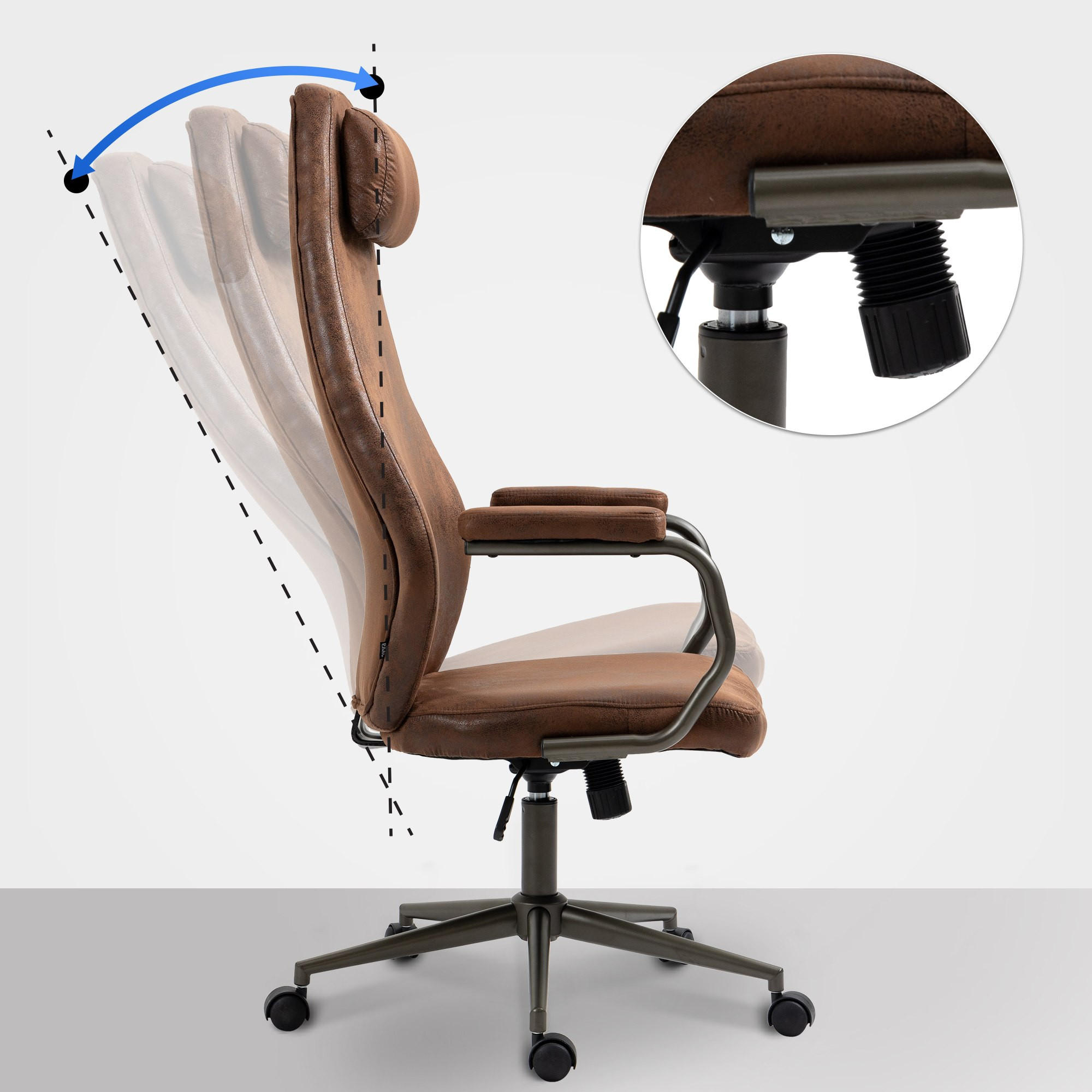 Thumbnail - CLP Chefsessel, Cognac, Textil, 62x127x66 cm, Arbeitszimmer, Bürostühle, Chefsessel