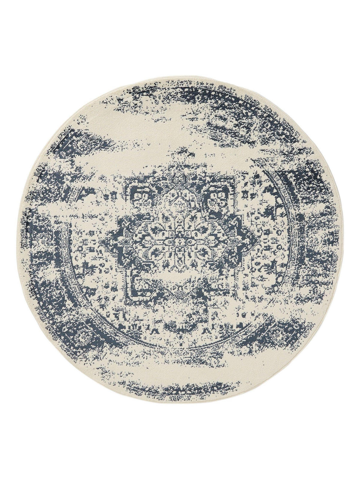 VINTAGE-TEPPICH Suki ø 160 cm rund - Blau/Creme, Kunststoff (160/160cm) - benuta