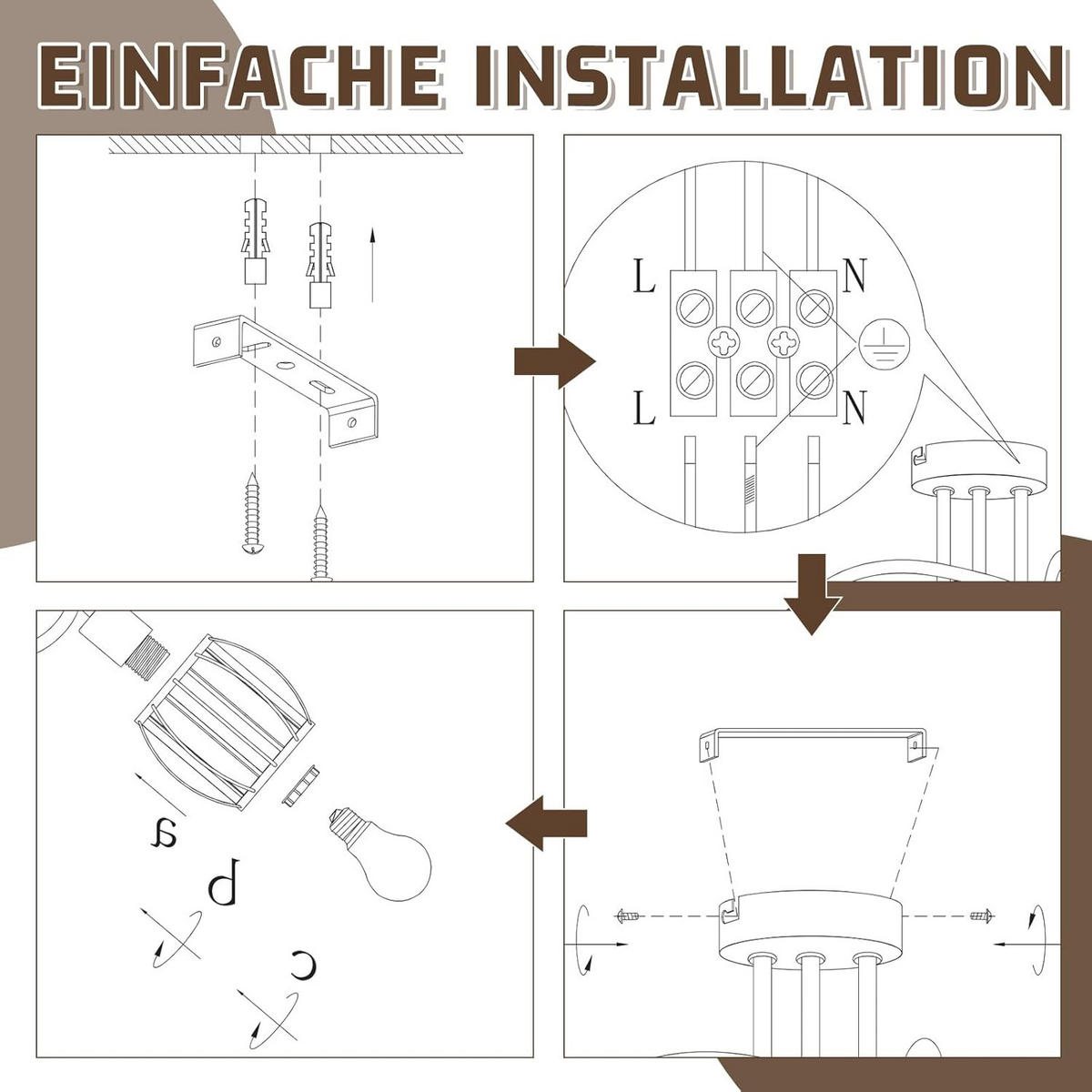 DECKENSTRAHLER Flammenschanz 20.5/20.5/40 cm - Schwarz, Glas (40/20.5/20.5cm) - ZMH