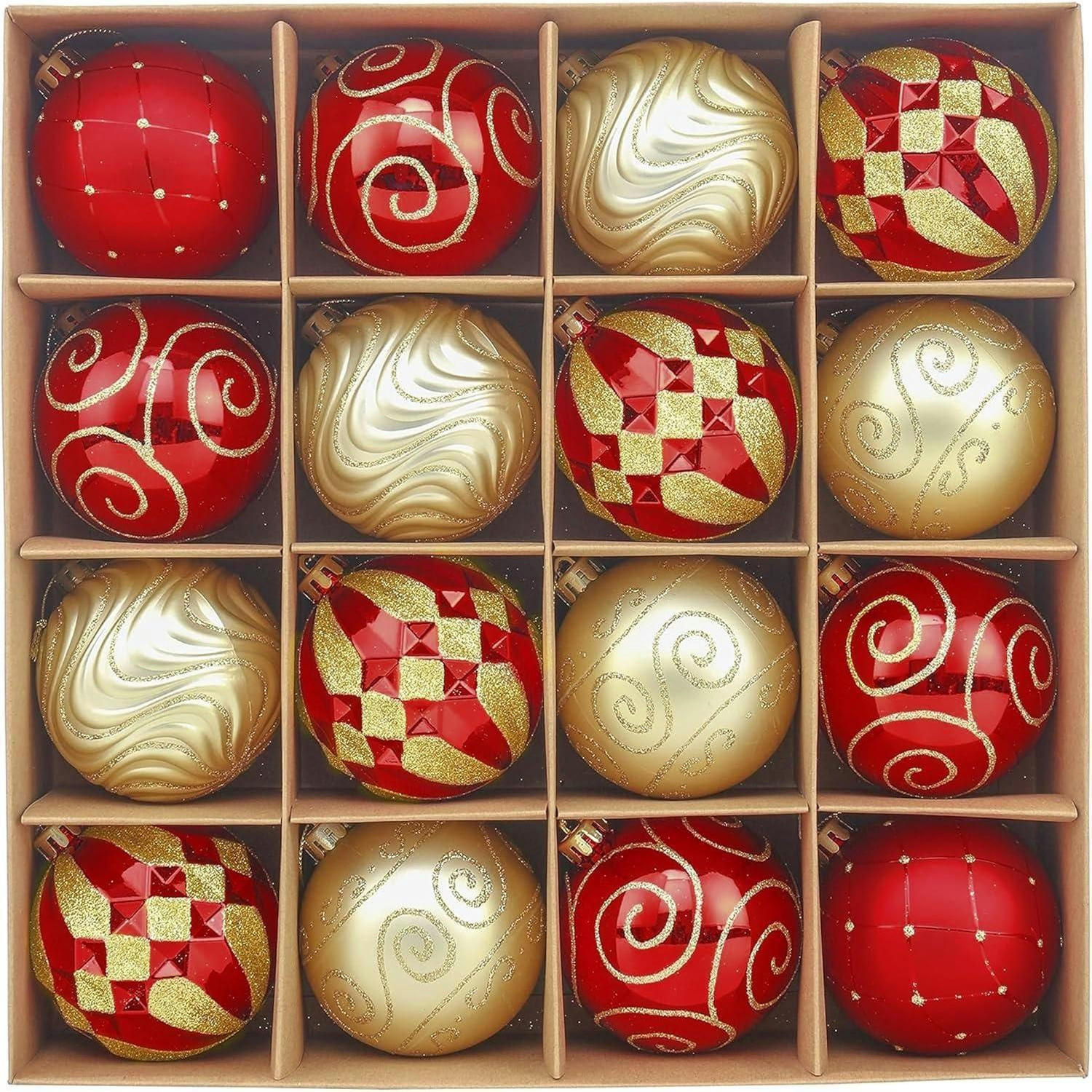 CHRISTBAUMKUGELN 16-teiliges Set 8 cm Rot/Gold Bruchfest - Multicolor, Kunststoff (8/8/8cm)