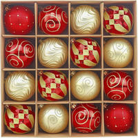 CHRISTBAUMKUGELN 16-teiliges Set 8 cm Rot/Gold Bruchfest - Multicolor, Kunststoff (8/8/8cm)