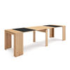 KONSOLENTISCH ausziehbar 58 bis 302cm, für 14 Gäste, eiche, schwarz, 90/58/77cm - Eichefarben/Schwarz, Holzwerkstoff (90/302/77cm) - Skraut Home
