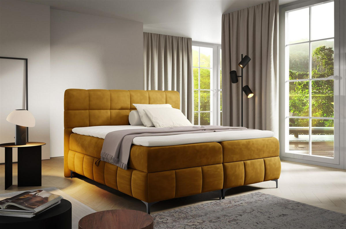 BOXBETT Sophie In Salvador - Honig, Holzwerkstoff/Textil (160/200cm) - Fun Möbel