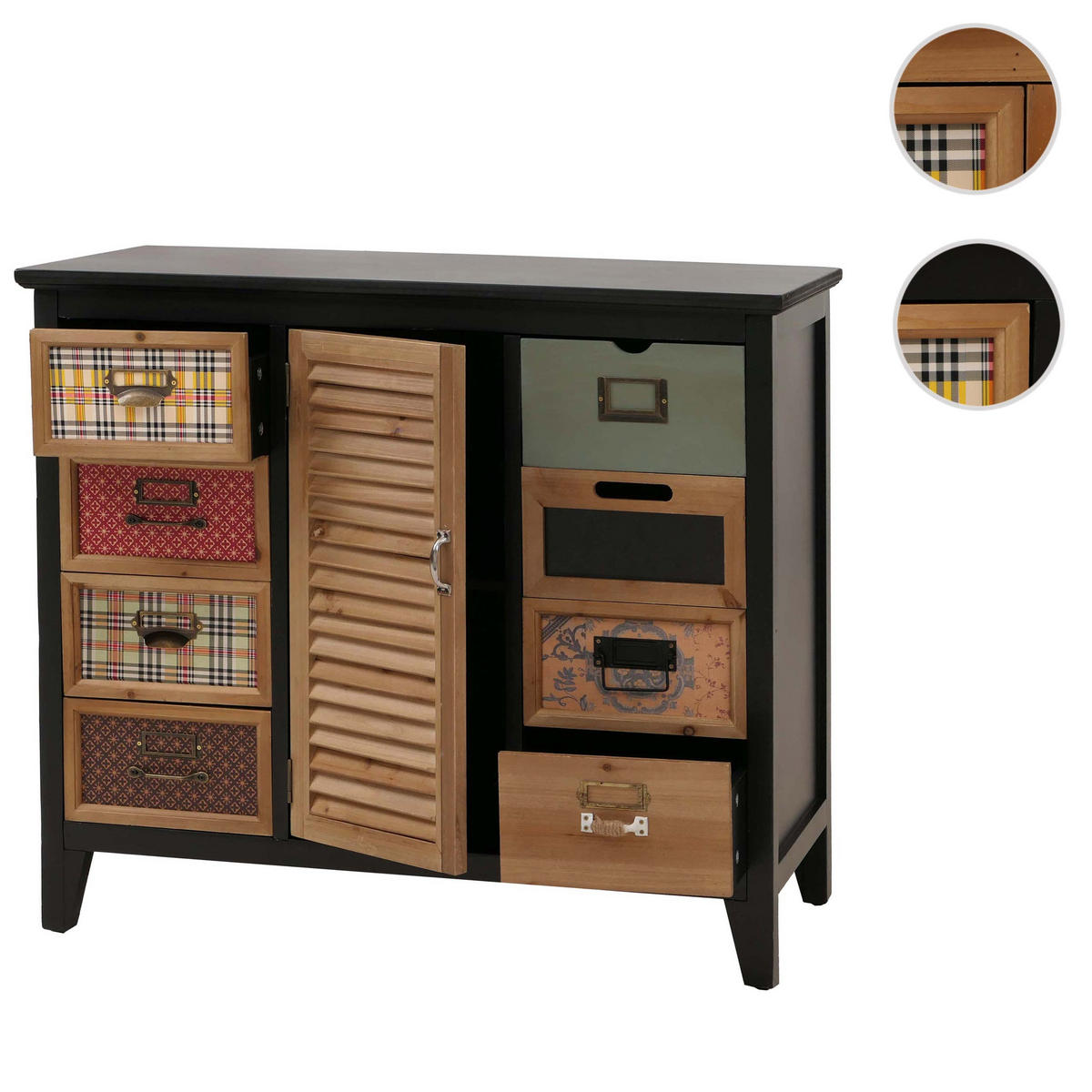 APOTHEKERKOMMODE Schwarz - Schwarz, Holz (91/80/40cm) - MCW