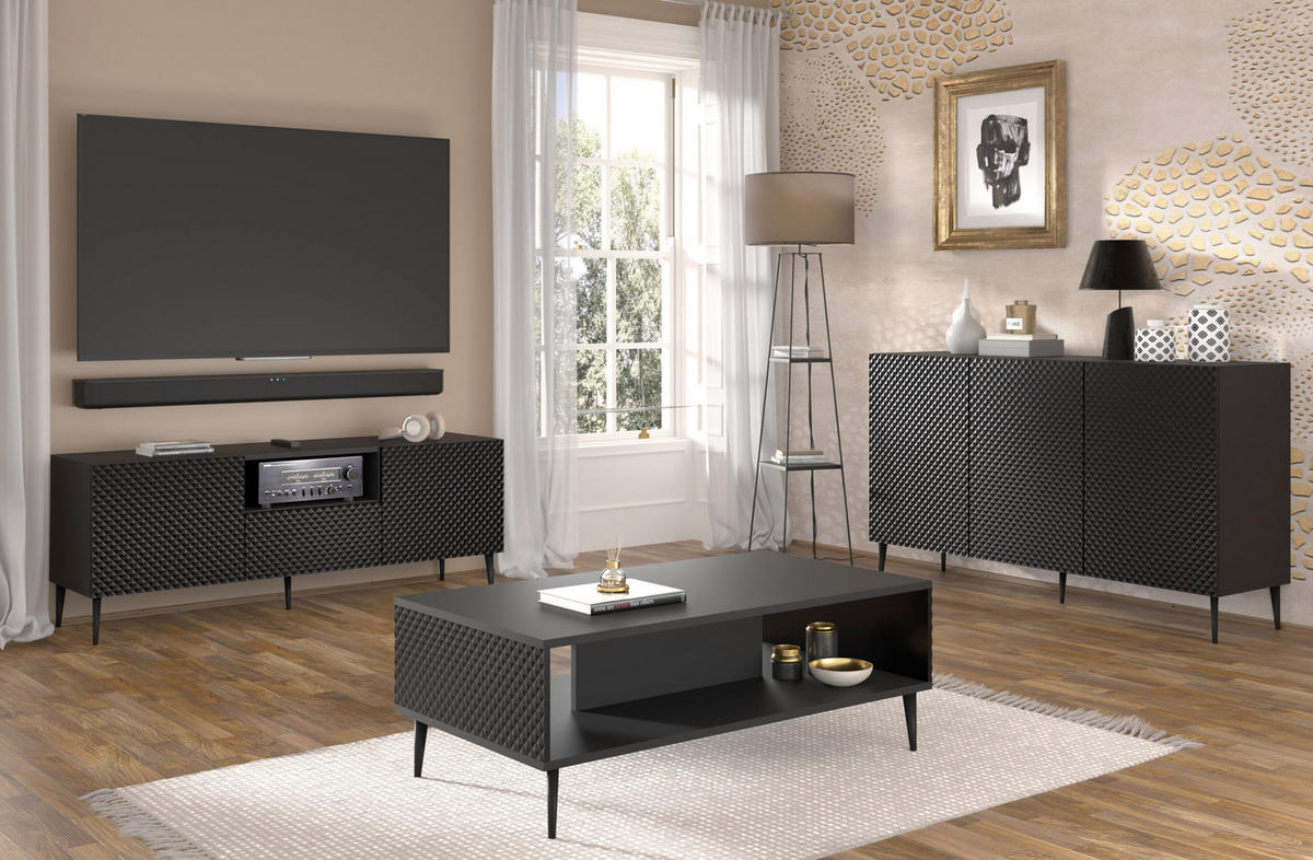 STOLIĆ ZA KAVU Crna, visoki sjaj crna, zlato 90/43/60 - crna visoki sjaj/crna, drvni materijal (90/43/60cm) - RAUMHIRSCH FURNITURE