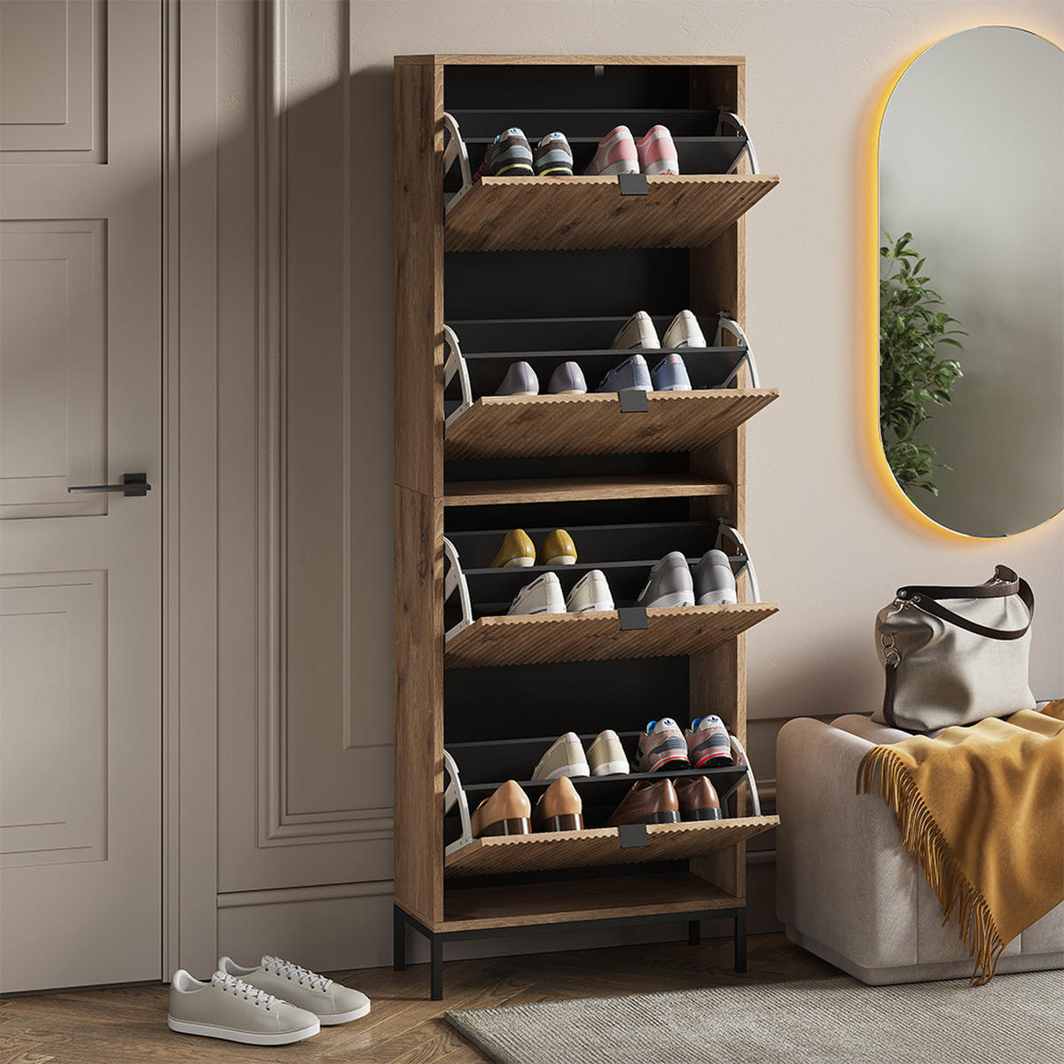 BOTNÍK NA BOTY Eliza Dub Viking - barva dubu, kompozitní dřevo (60/168/24cm) - Vicco