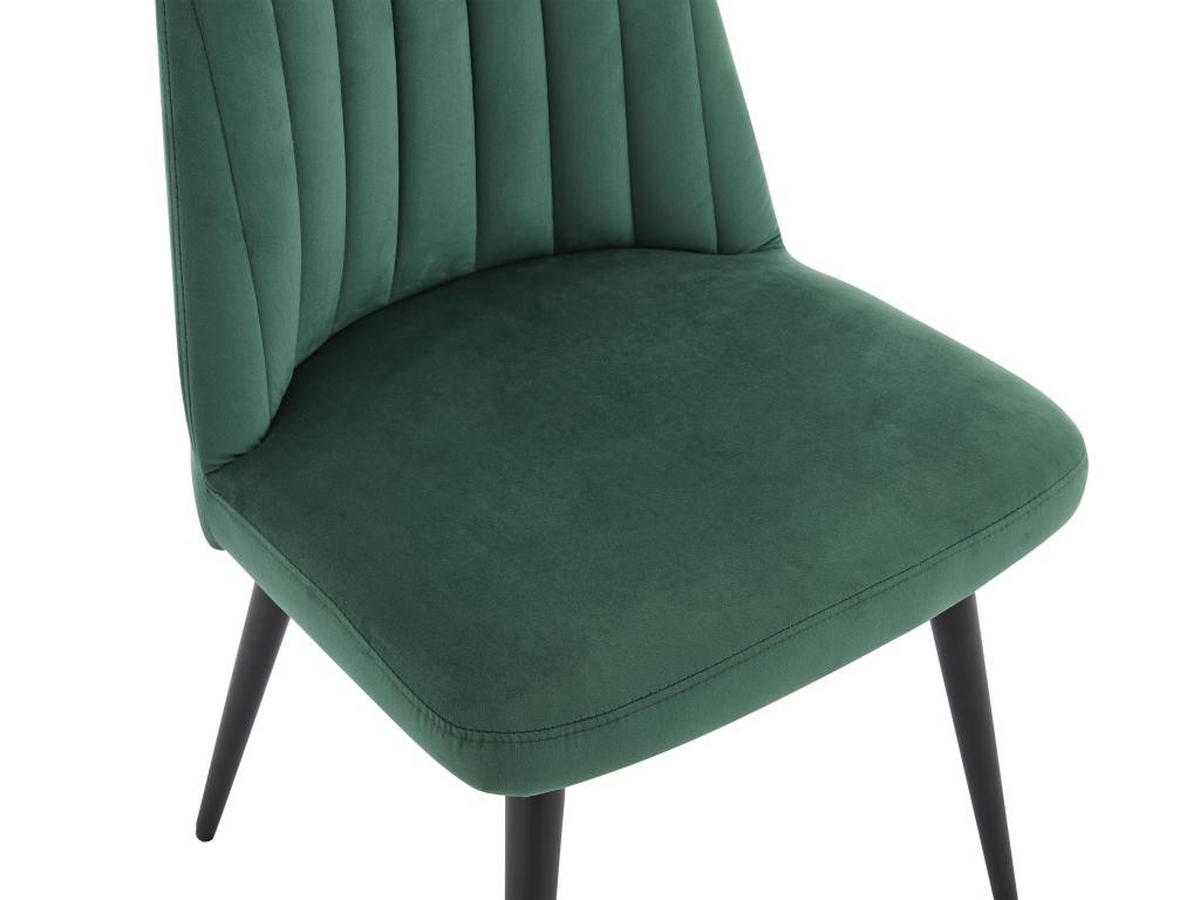 STUHL 2er-Set - Samt & schwarzes Metall - Grün - ELEANA - Grün, Textil (52/81/49cm) - Vente-Unique