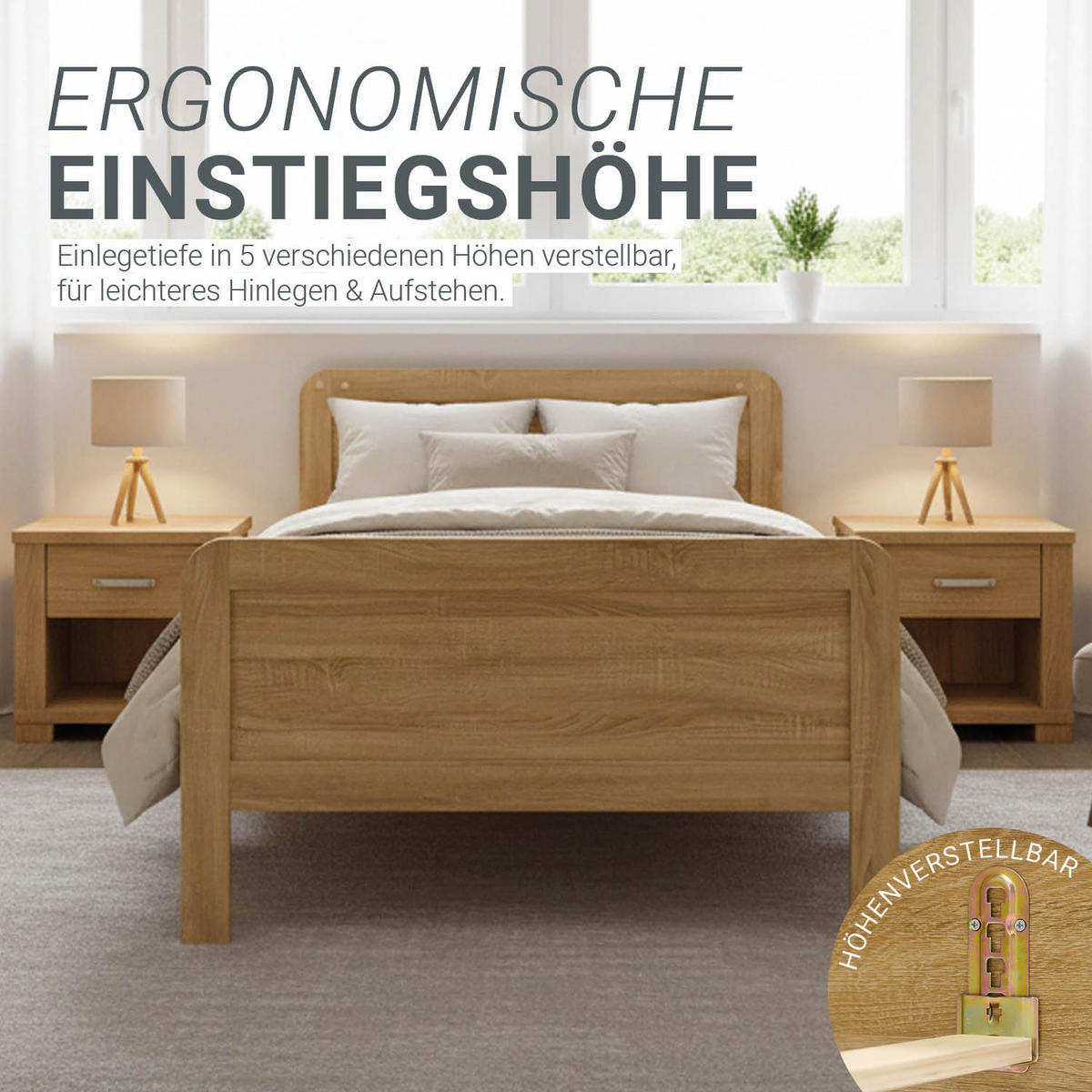 HOLZBETT 120/200 cm Natur - Braun, Holz (120/200cm) - Homestyle4u