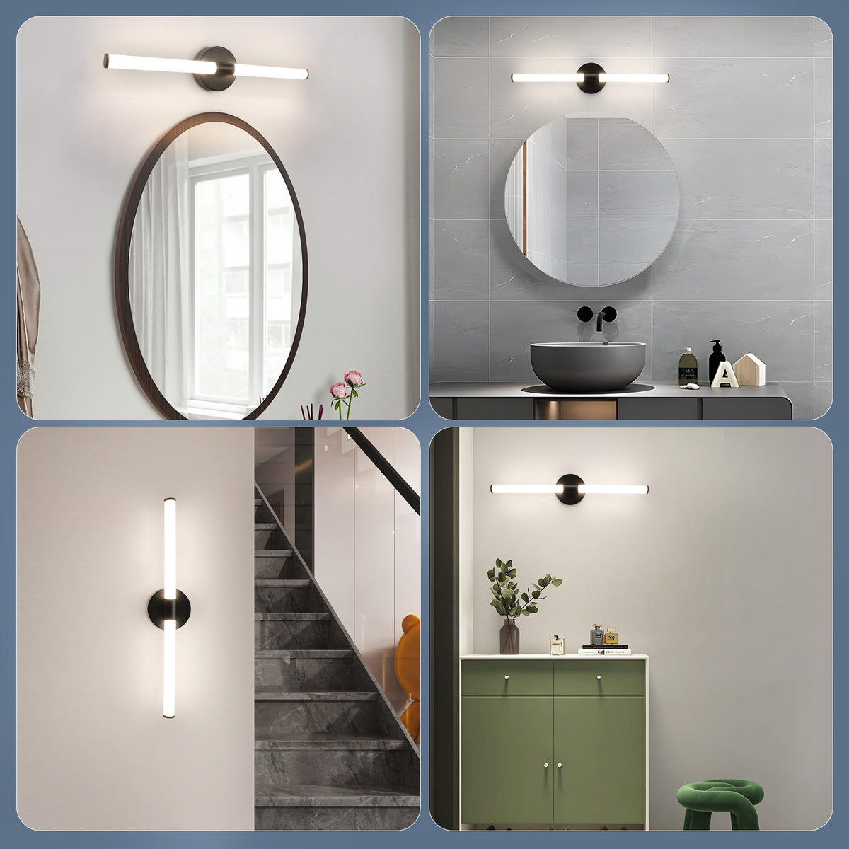 SPIEGELLEUCHTE Trazlynk 12/6.6/60 cm - Schwarz, Kunststoff (60/12/6.6cm) - ZMH