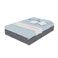POSTEL 140/200 cm šedá z látky a kovu s LED osvětlením a plynovým zdvihem - šedá, textil (140/200cm) - OKWISH