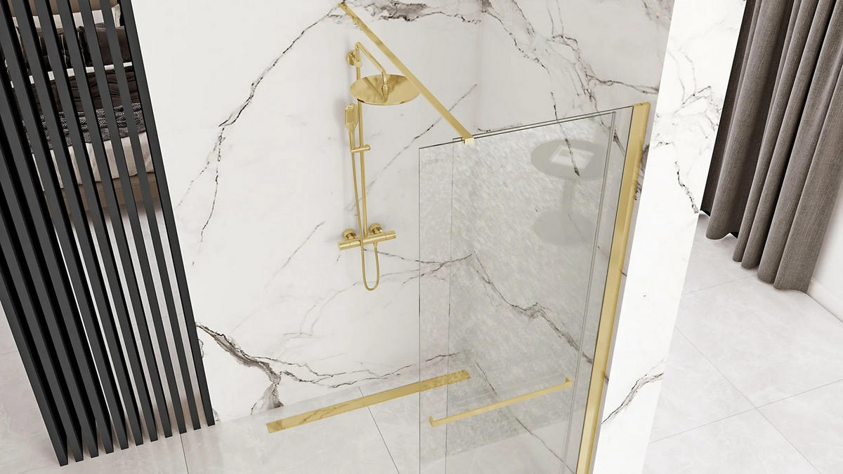 DUSCHWAND Rea Cortis Gold 100 - Goldfarben, Glas (100.5/199.5cm) - REA