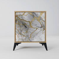 SIDEBOARD TIMELESS GLIDE, Eichefarben, 57,5x42x70,5 cm, Schwarze Metall-Sternfüße - Eichefarben/Multicolor, Holzwerkstoff/Metall (57.5/70.5/42cm) - SpaceRebels
