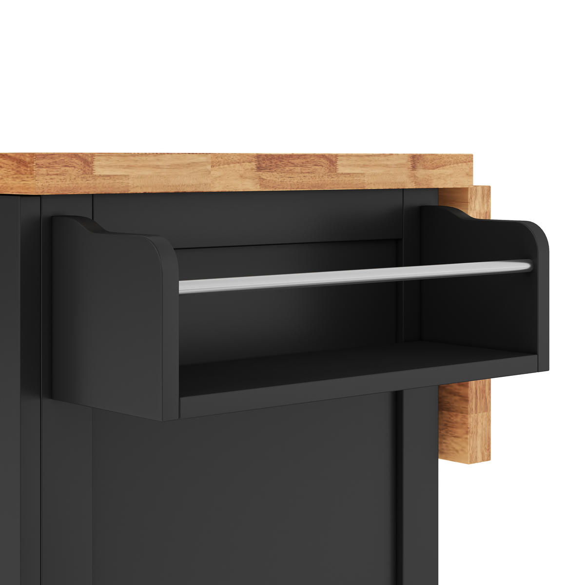 KÜCHENINSEL DE-41413 120/45-70/87 cm, klappbar, 3 Schubladen Schwarz - Schwarz, Holzwerkstoff (120/87/70cm) - ComfortXL