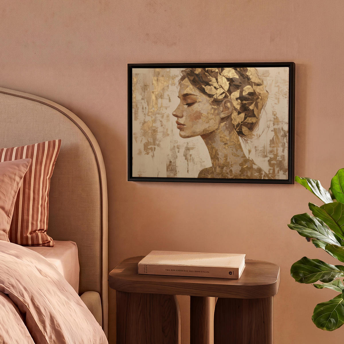 LEINWAND Bilder mit Rahmen - Frau - Gold - Abstrakt - Textur - 40x30 - Goldfarben, Textil (40/30cm) - MuchoWow