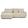 ECKSCHLAFSOFA Oliver im Bouclé-Gewebe, Beige, links - Beige/Schwarz, Textil (266/160cm) - Beautysofa