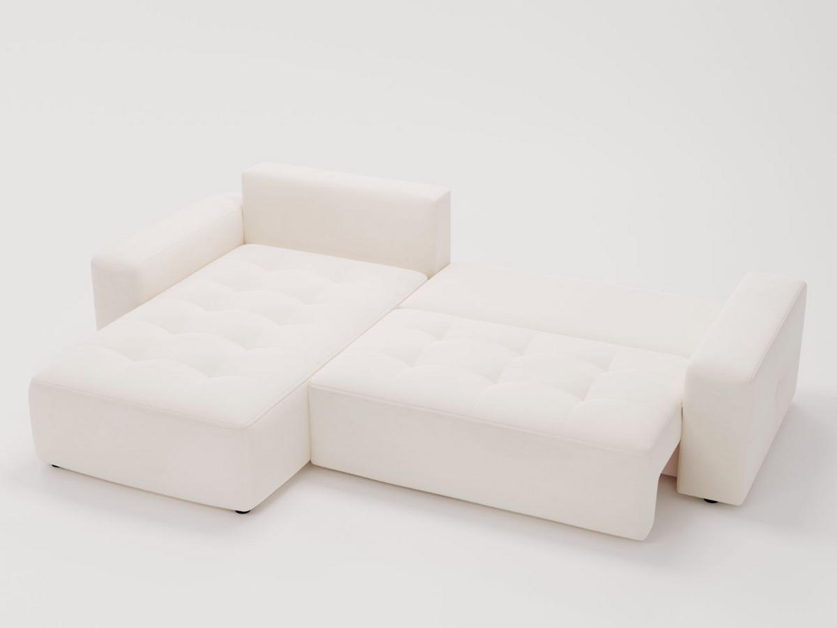 ECKSOFA Portland Creme Links - Creme, Holz/Kunststoff (165/250cm) - Graingold