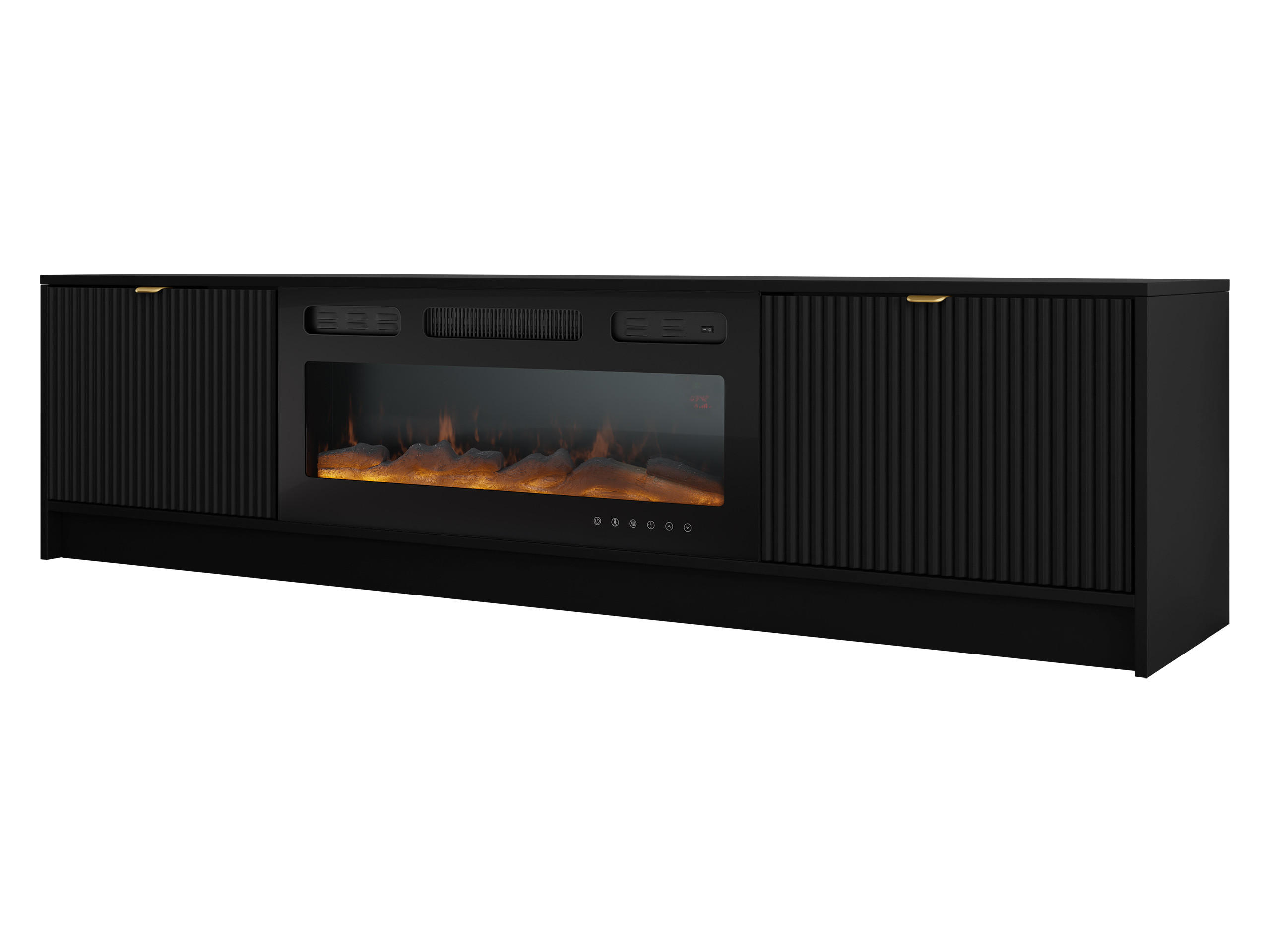 TV-LOWBOARD Tireno EF mit Elektrische Kamin - Goldfarben/Schwarz, Holzwerkstoff/Metall (182/48/40cm) - MIRJAN24