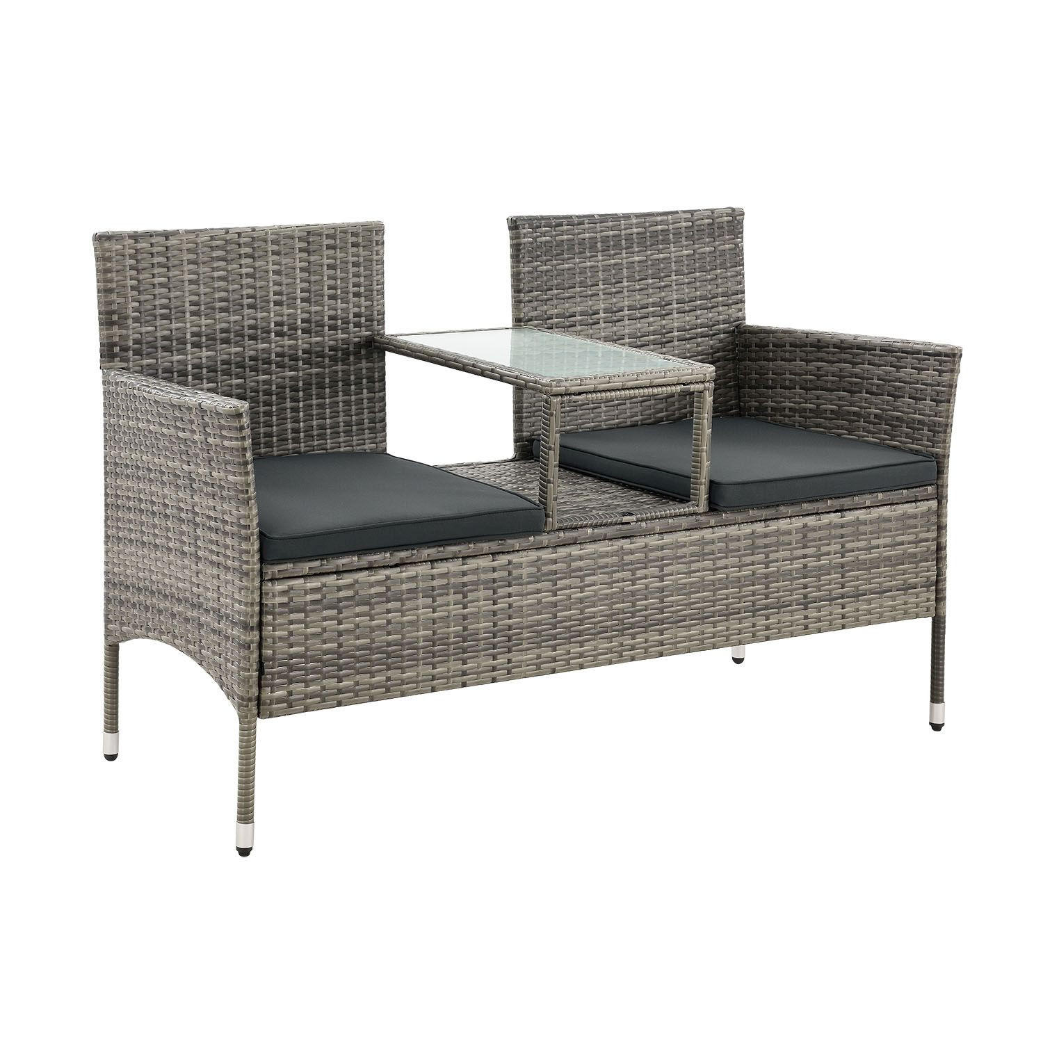 GARTENBANK Monaco grau-meliert - Grau, Kunststoff/Metall (133/84/63cm) - Juskys