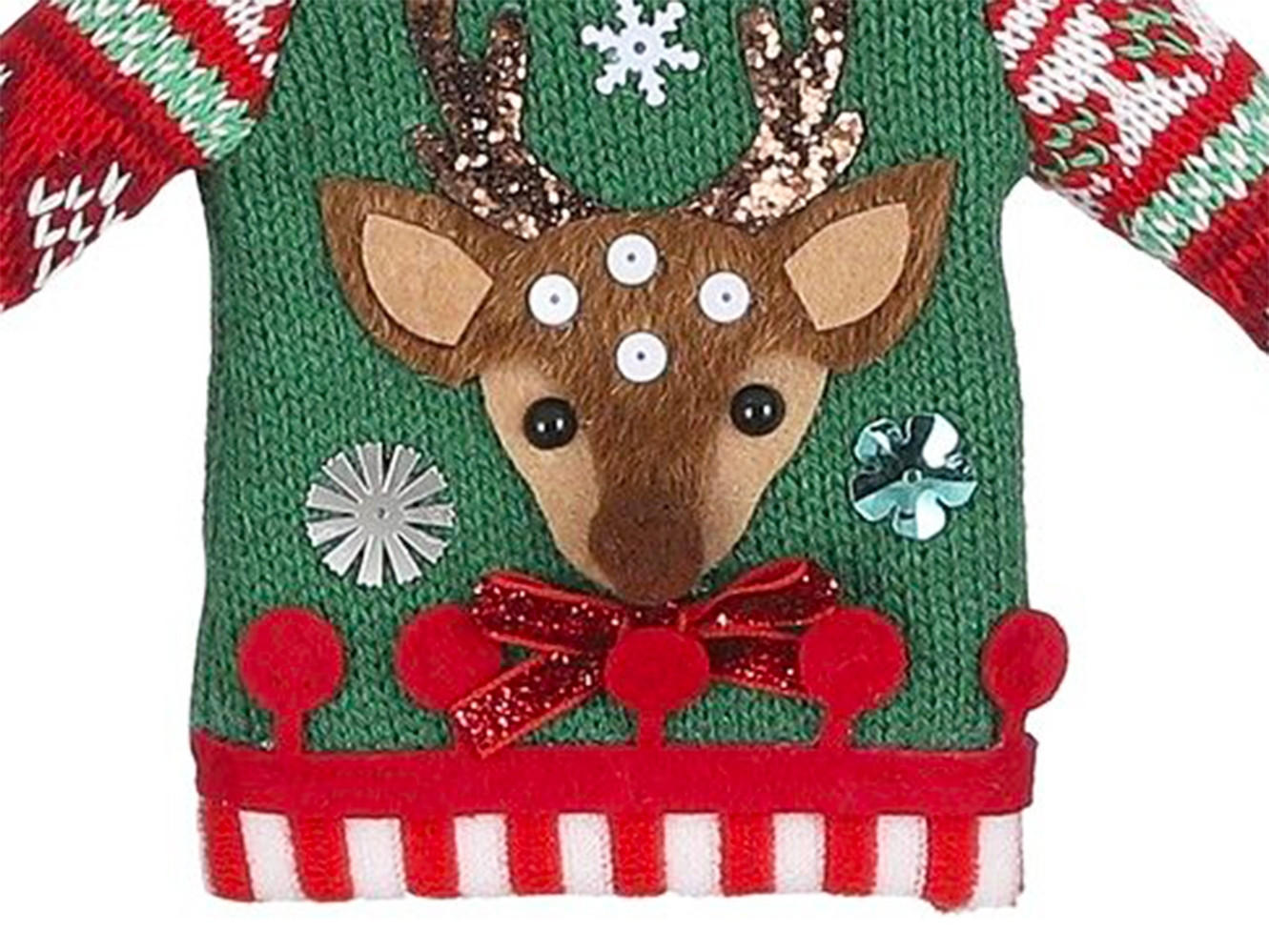 LAALU WEIHNACHTSBAUMSCHMUCK Ornament Pullover mit Hirsch 20,5 cm - Rot/Weiß, Kunststoff/Textil (15/15/25cm) - LAALU