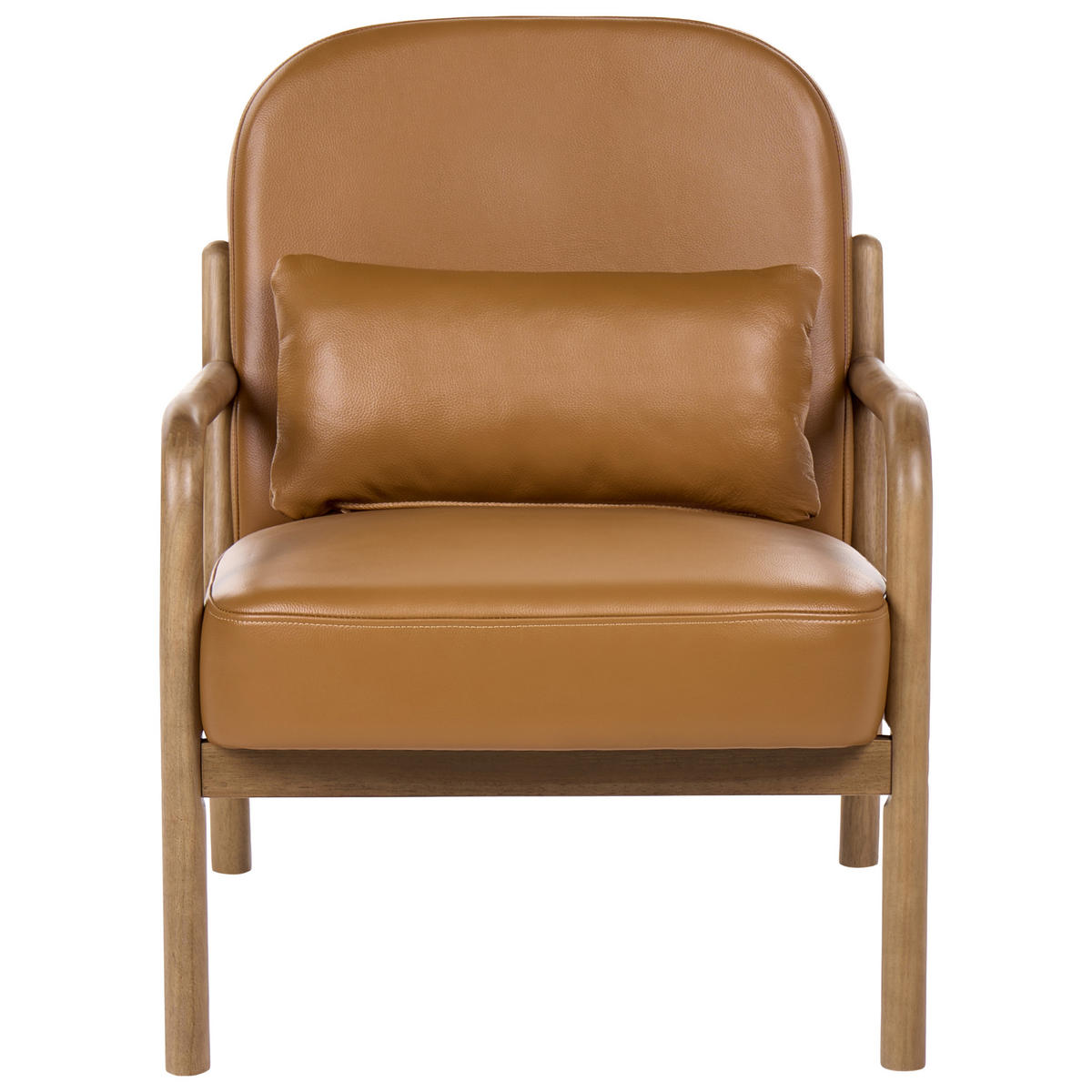 SESSEL Echtleder Goldbraun Selde - Weiß/Braun, Fell (67/82/82cm) - Beliani