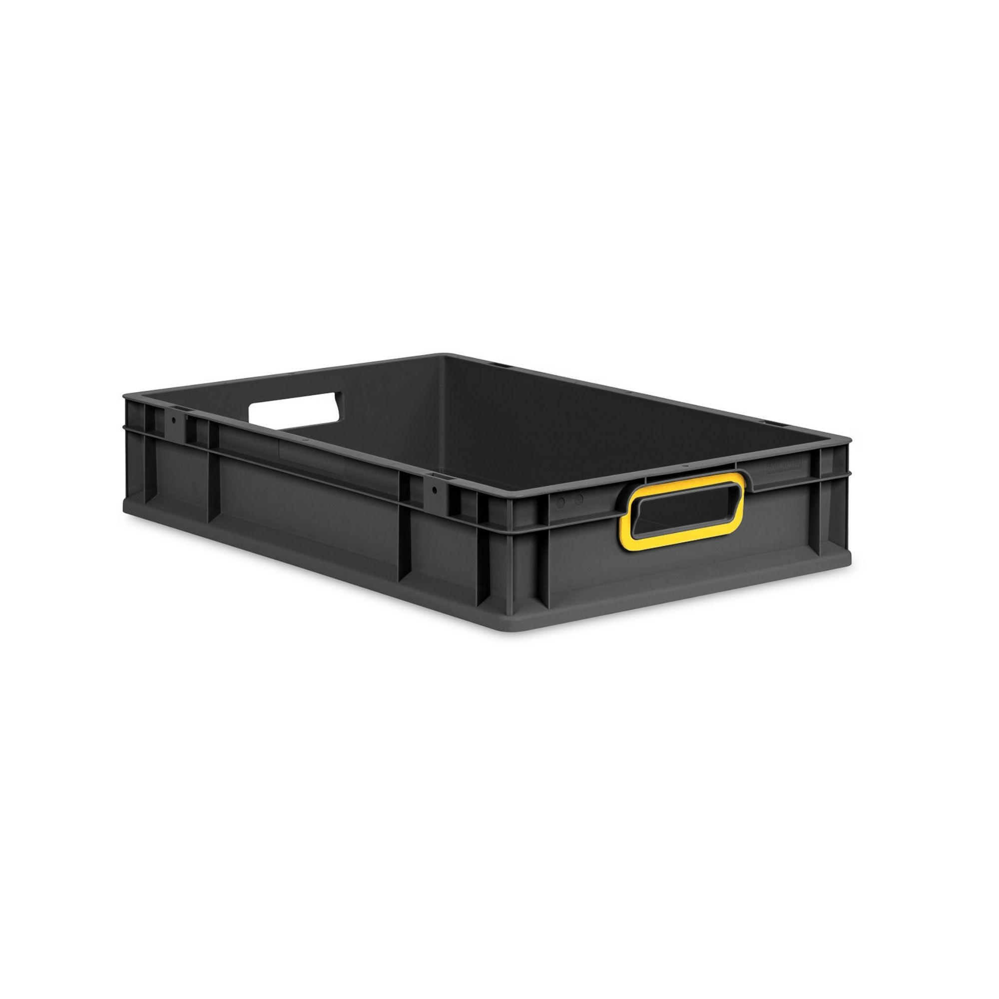EUROBOX NextGen Color 12x40x60 cm 23 Liter Griffe gelb offen, Schwarz - Gelb/Schwarz, Kunststoff (40/12/60cm) - PROREGAL