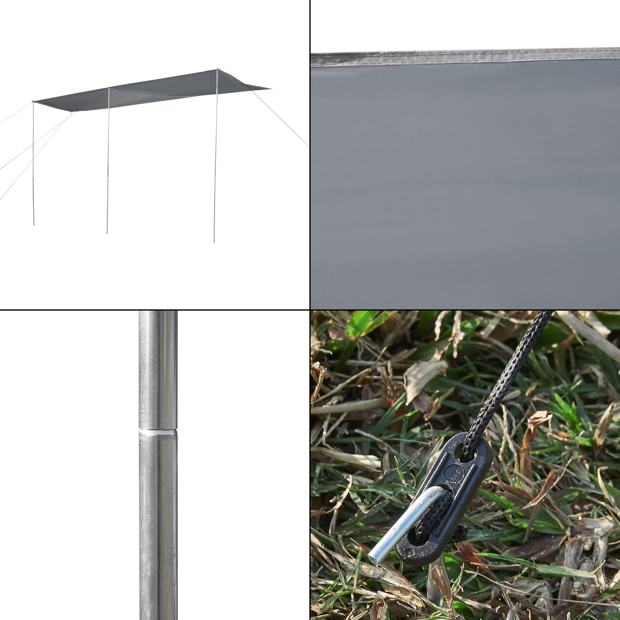 WOHNWAGEN-SONNENSEGEL Beuningen - Grau, Textil/Metall (400/235/240cm) - pro.tec
