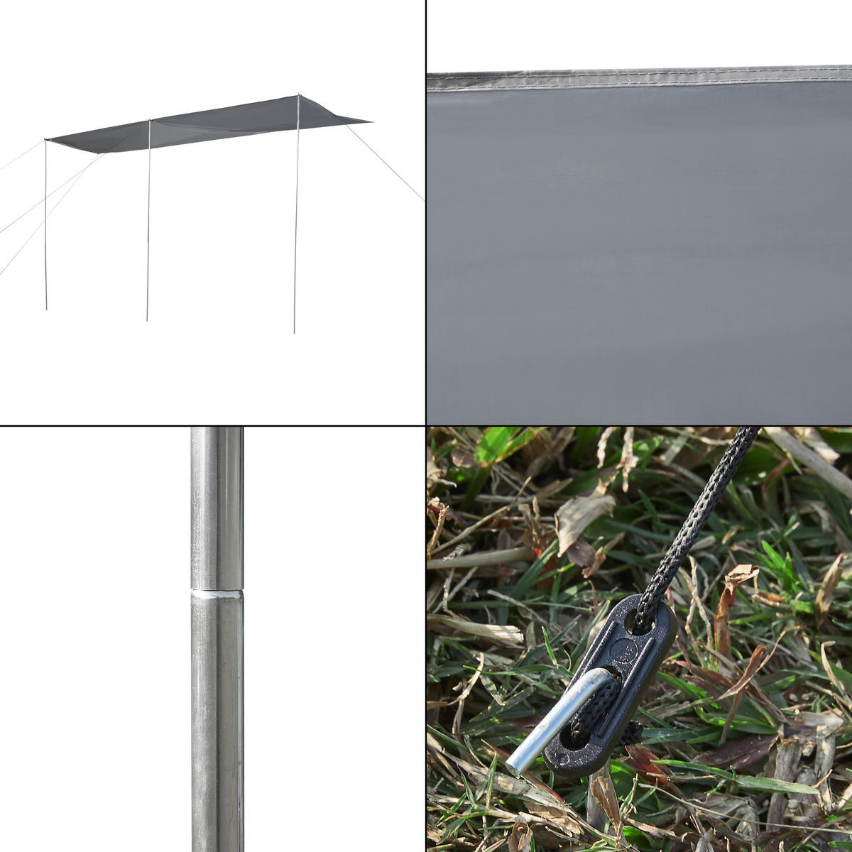 WOHNWAGEN-SONNENSEGEL Beuningen - Grau, Textil/Metall (400/235/240cm) - pro.tec