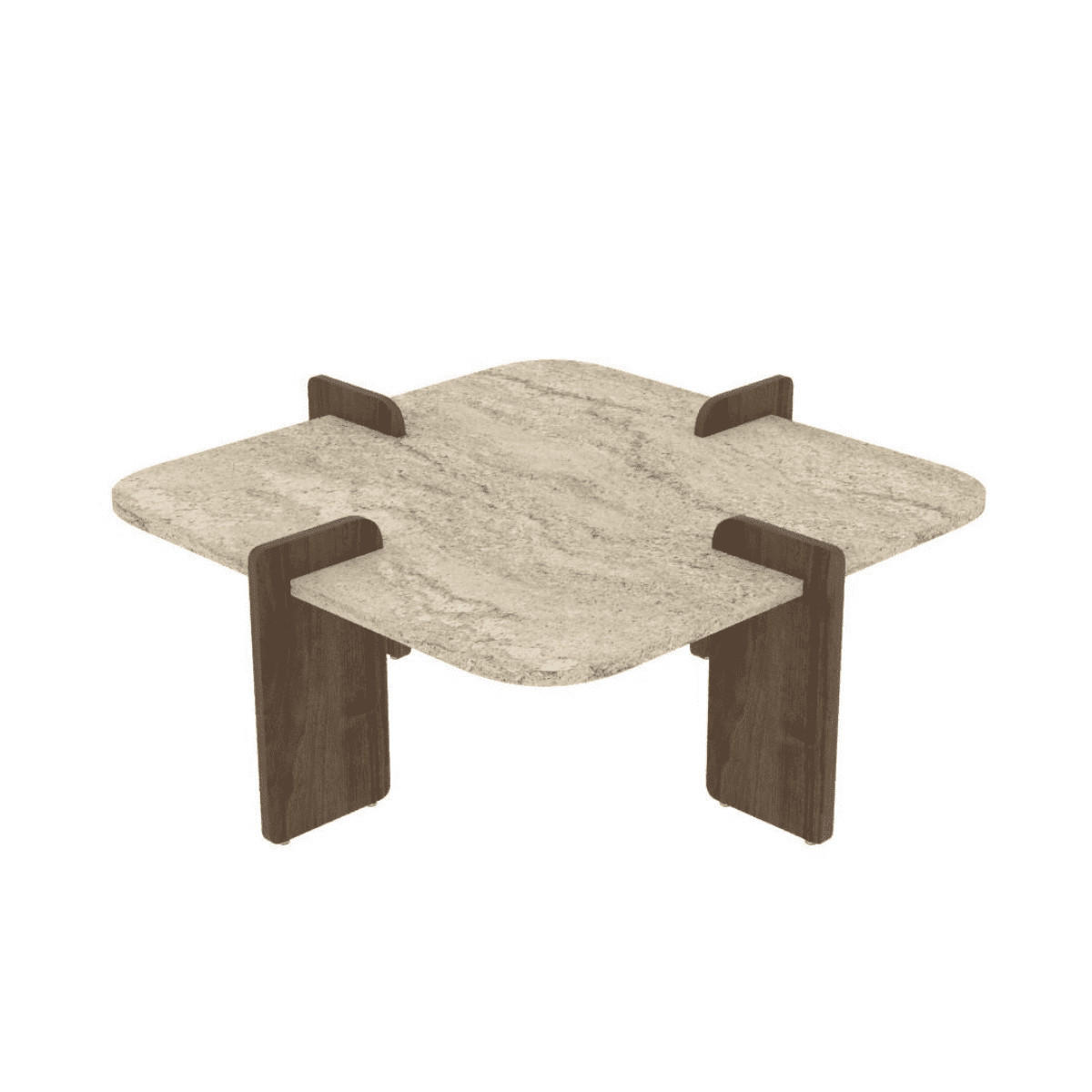 COUCHTISCH mit asymmetrischen Beinen 90/90/35 cm - Eichefarben, Holzwerkstoff (90/90/35cm) - Calicosy