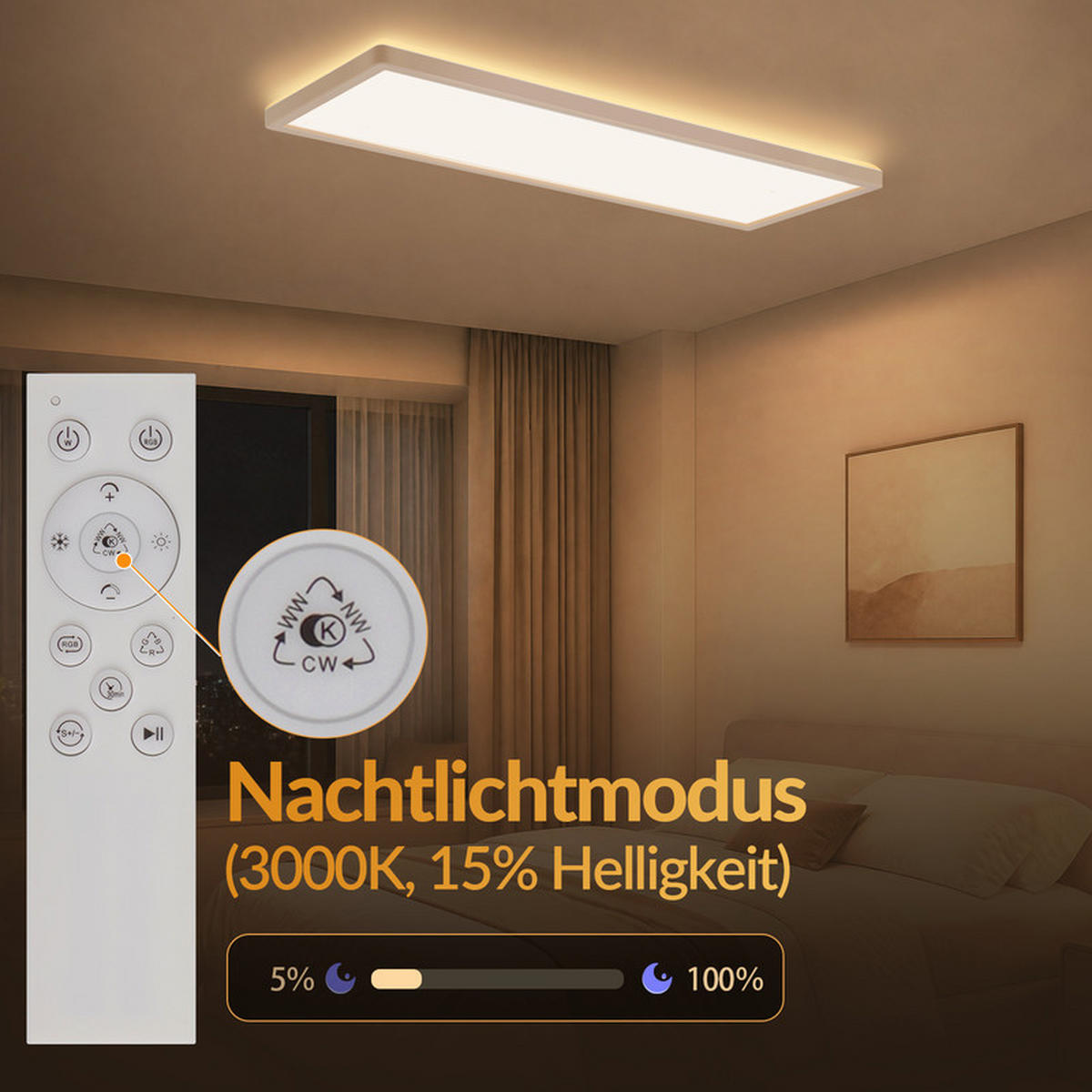 LED stropní světelný panel bílý 20/58/3cm - bílá, plast (58/20/3cm) - Nettlife