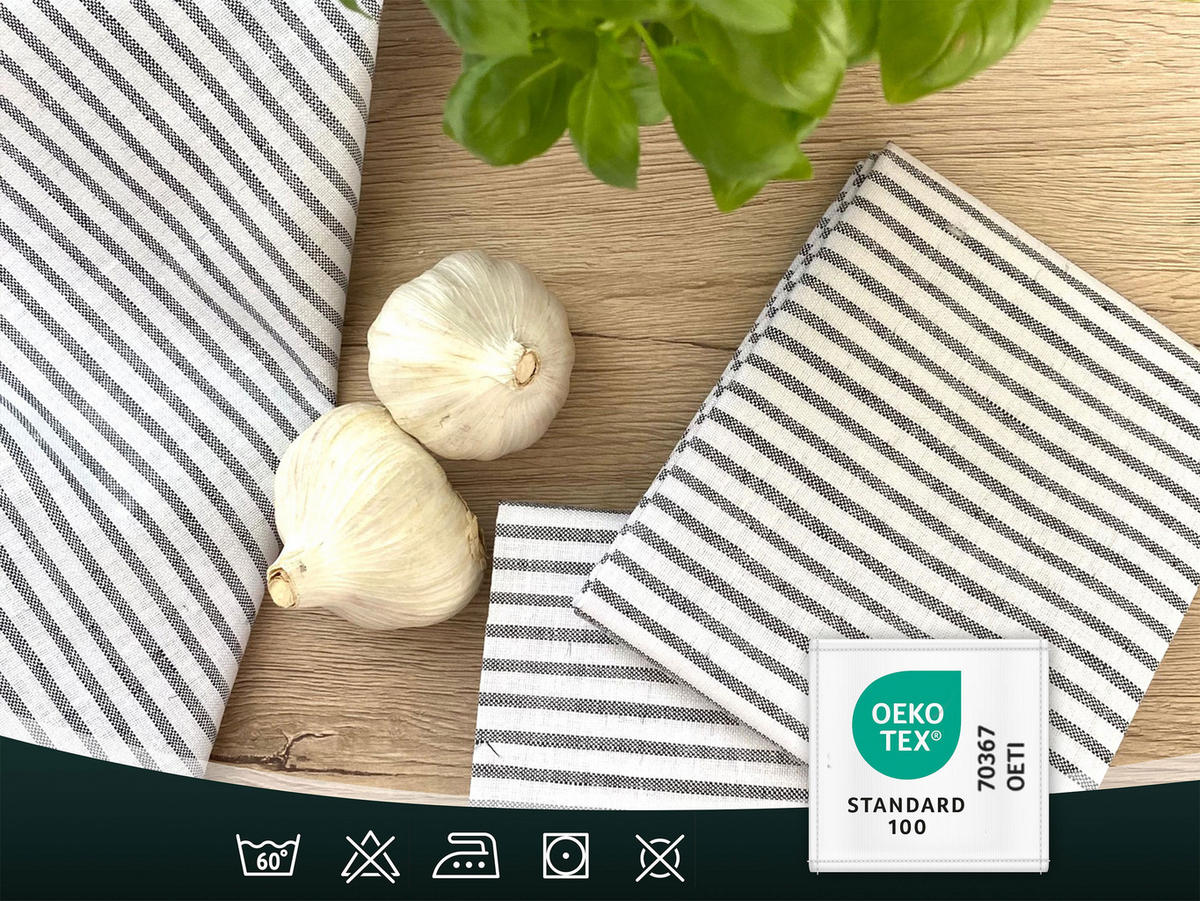 GESCHIRRTÜCHER, 4er-Set, 50x70 cm, 50% Baumwolle, 50% Leinen, Grau - Grau, Textil (50/70cm) - Zollner