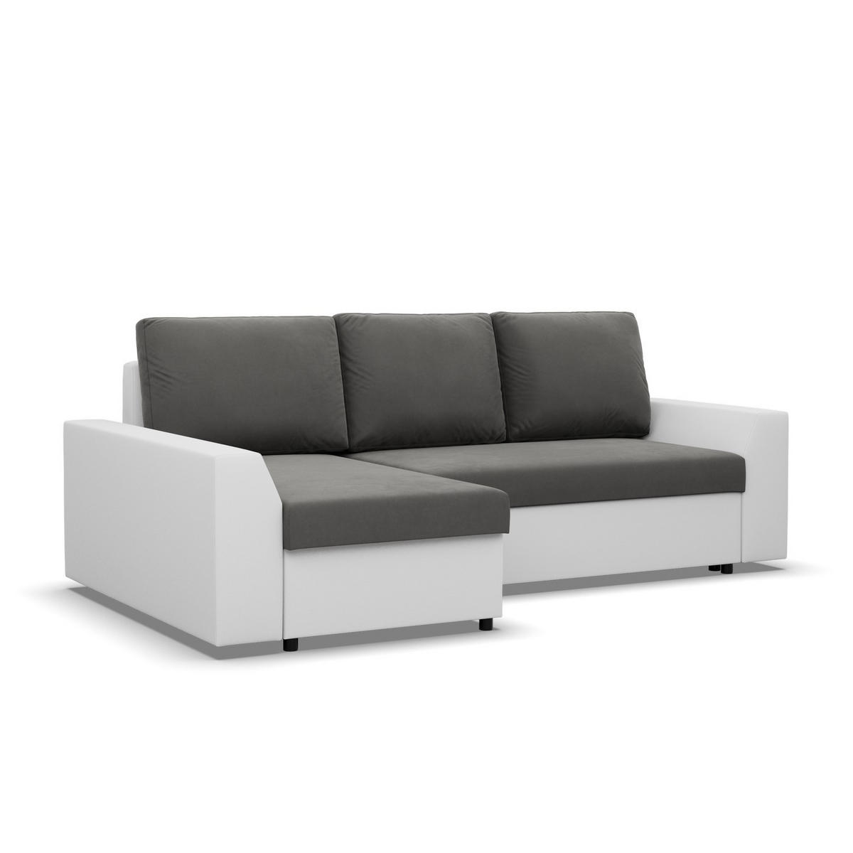 ECKSOFA MIT SCHLAFFUNKTION LUGO BONELL Grau/Weiß - Weiß/Grau, Textil (140/243cm) - Mebligo