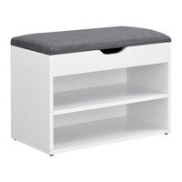 SCHUHBANK Gentofte - Weiß, Holzwerkstoff/Textil (60/46/30cm) - [en.casa]