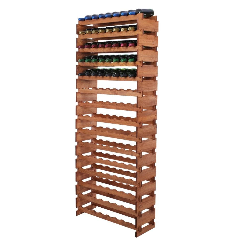 WEINREGAL VINOTECA FLEX PRO HxBxT 205x84x28cm 120 Flaschen auf 15 Ebenen Braun geölt - Braun, Holz (84/205/28cm) - PROREGAL