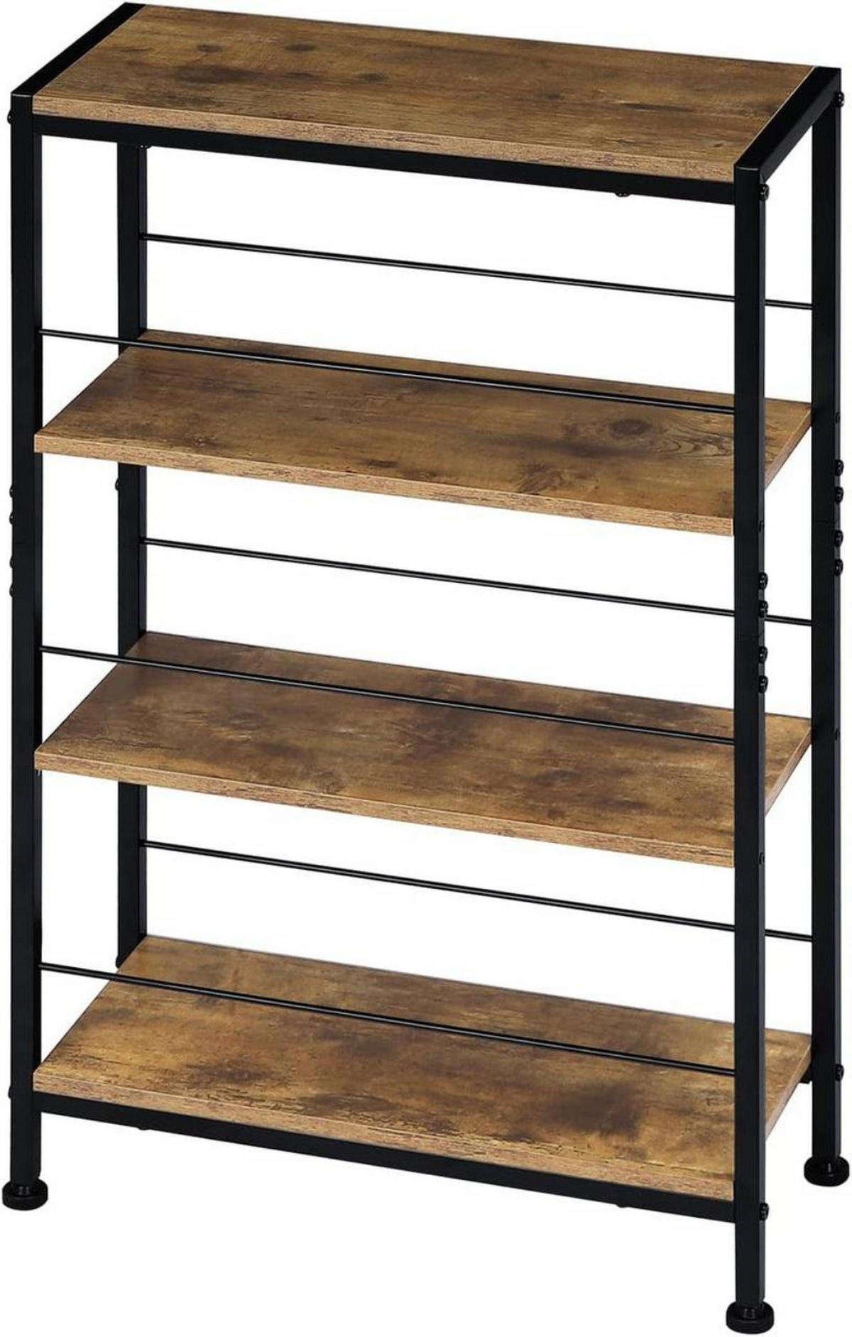 STANDREGAL mit 4 Ebene, 50x78x20cm, Vintage-Braun+Schwarz - Dunkelbraun/Schwarz, Holzwerkstoff/Metall (50/78/20cm) - Woltu