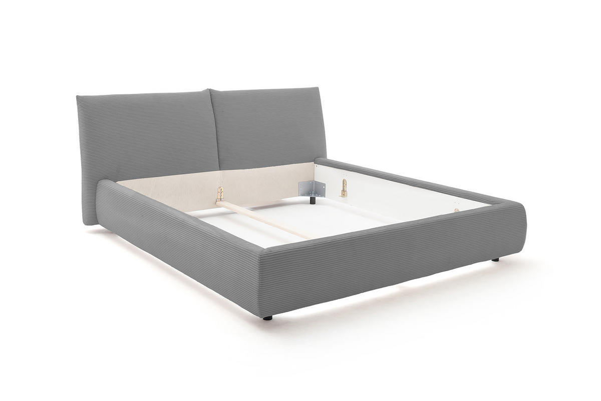 POLSTERBETT HENRY Grau Cord - Schwarz/Grau, Textil (160/200cm) - KAWOLA