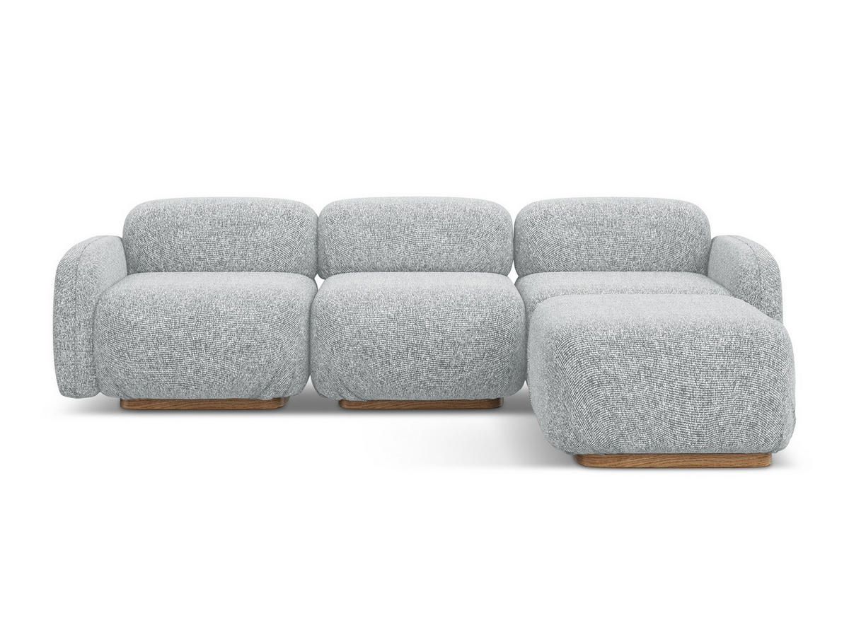 ECKSOFA Beidseitig Strukturstoff Stoff Grau - Silberfarben/Braun, Holz/Textil (270/190cm) - Makamii