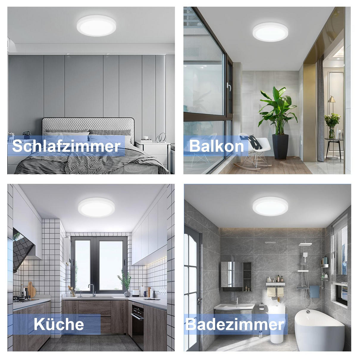 LED-DECKENLEUCHTE Miraj 23/3/23 cm （2er-set） - Weiß, Kunststoff (23/23/3cm) - ZMH