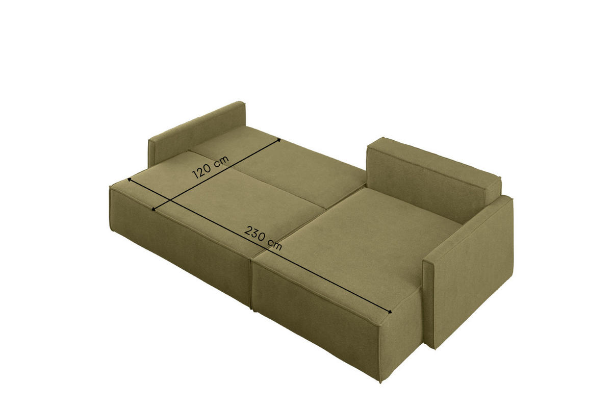 SCHLAFSOFA Carlos L-Form, Ecksofa Mit Bettkasten Und Schlaffunktion Stoff Salvador Rechts Olive - Olivgrün, Holz/Textil (250/83/142cm) - Kaiser Möbel